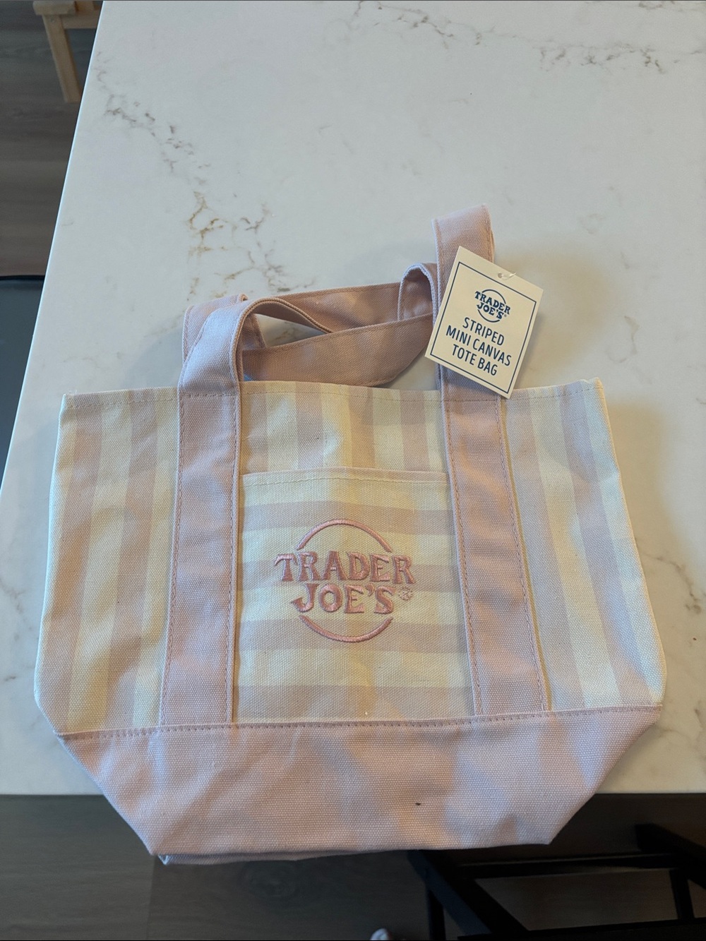 Trader Joe’s Pink Stripe Canvas Tote Bag